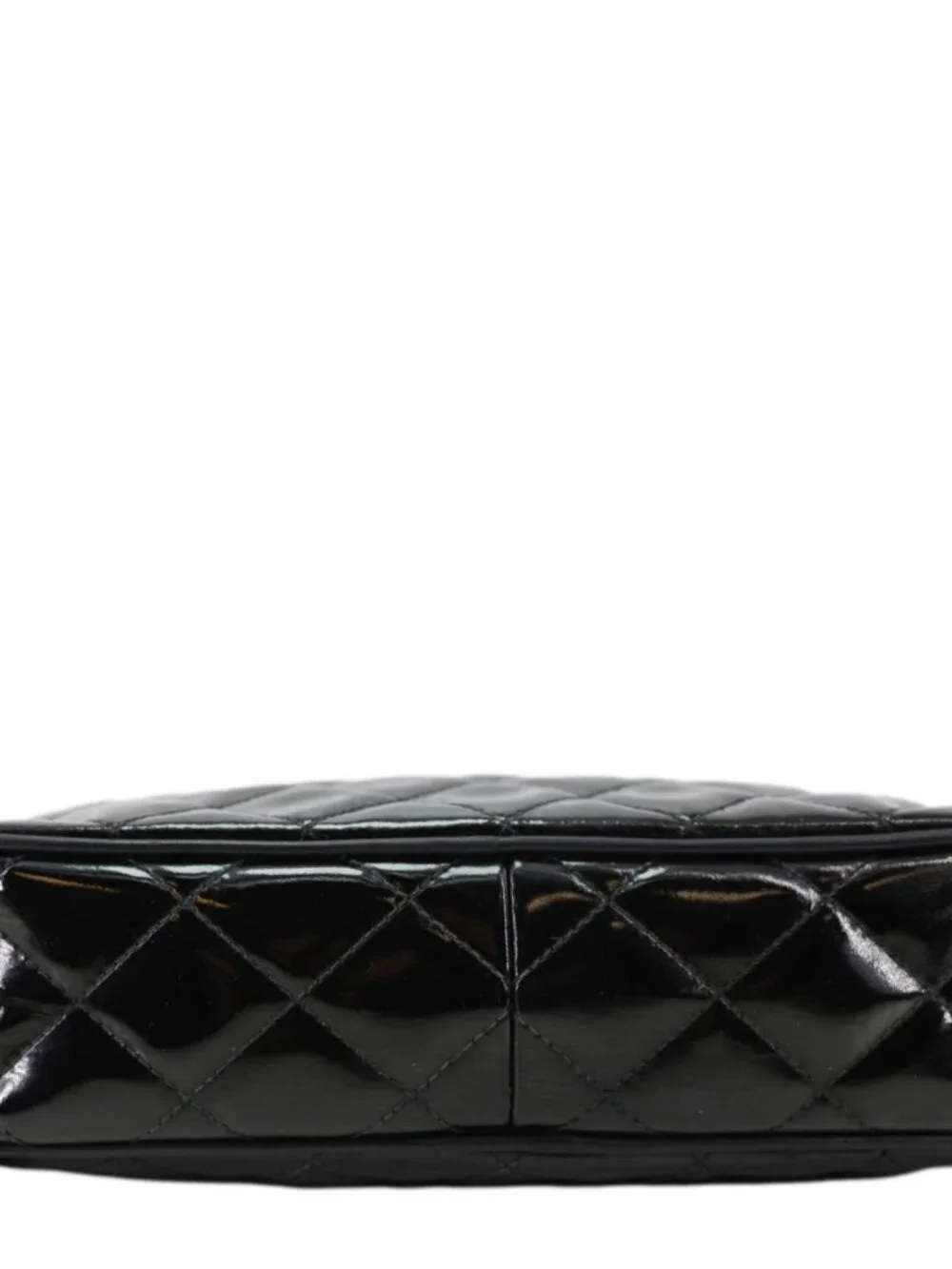 Chanel Vintage Quilted Patent Leather Camera Case Crossbody Bag Black
